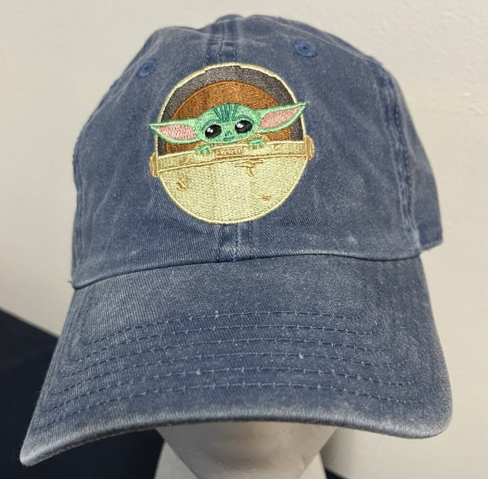 Star Wars Baby Yoda Baseball Hat Unisex Blue Denim Acid Wash Adjustable Golf